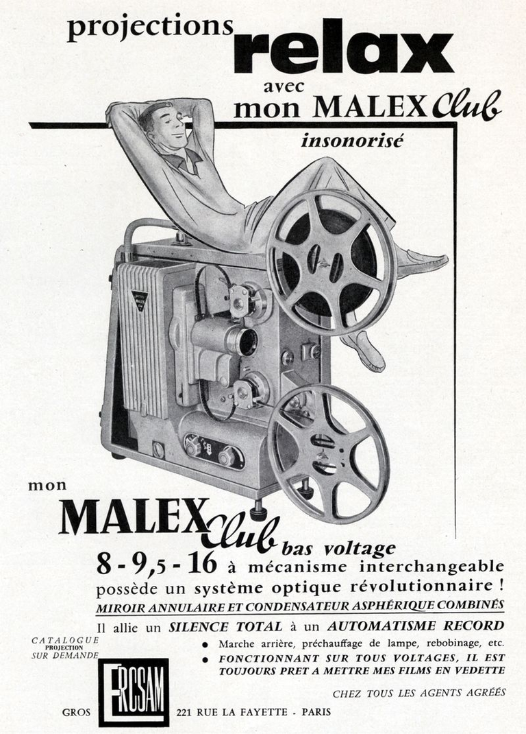 ERCSAM - projecteur Malex Club 8 mm, 9,5 mm ou 16 mm - 1959
