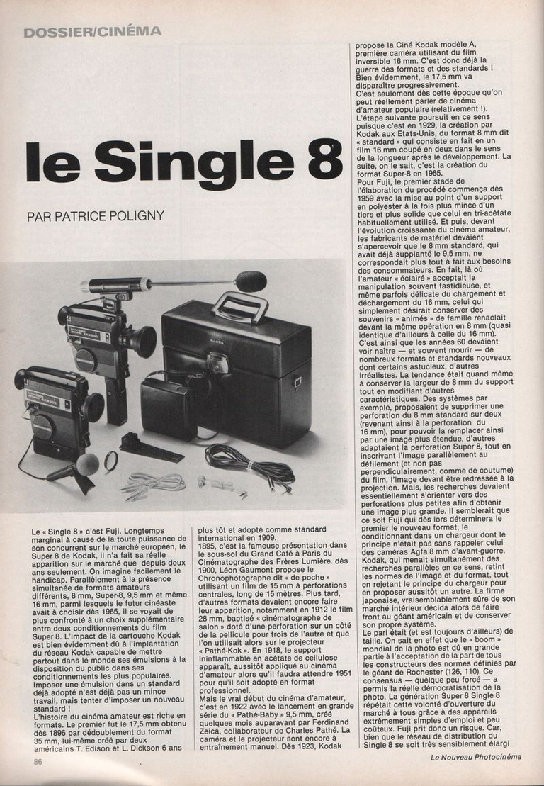 Article Single 8 - octobre 1978 - Nouveau Photo Cinéma - page 1