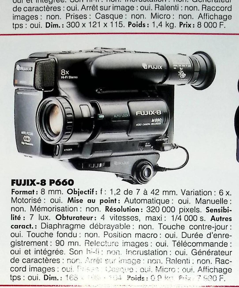 Fuji caméscope 8 mm Fujix-8 P660 - Photo - février 1991