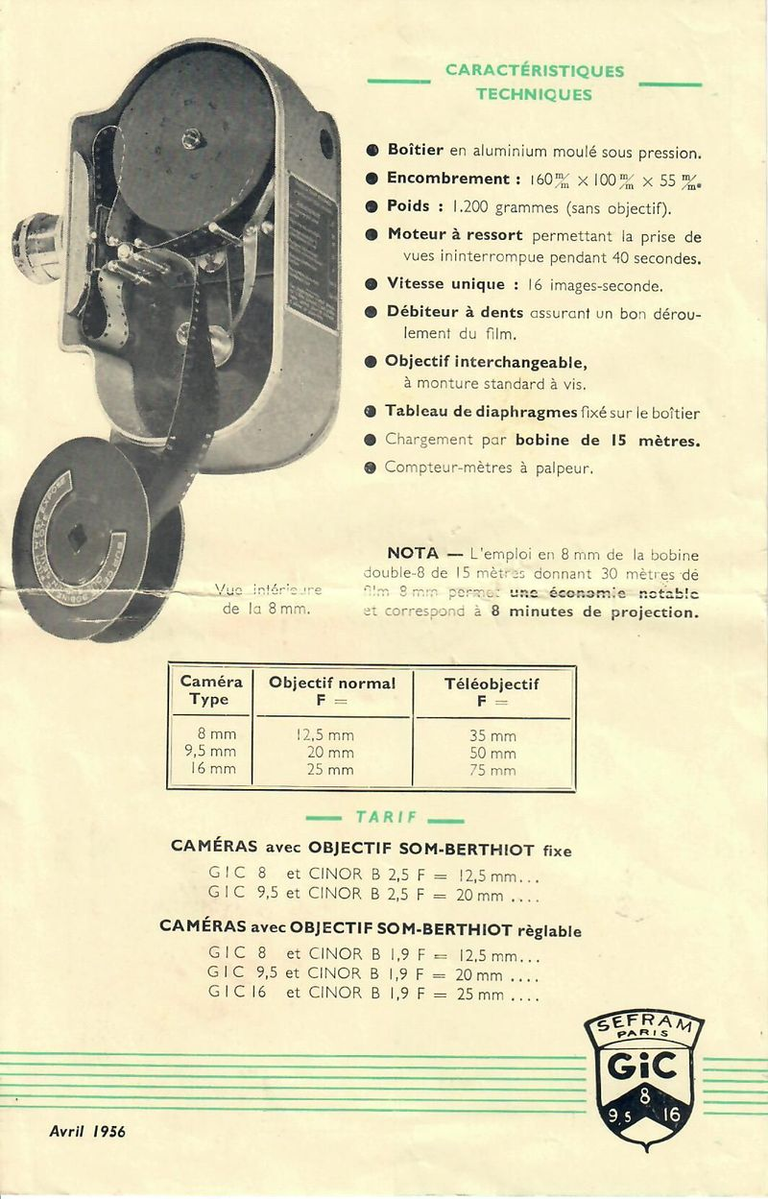 Document les nouvelles caméras GIC - 1956 - verso