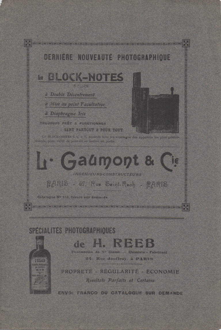 Block-Notes - Revue Photographique de Lyon - 1er septembre 1906