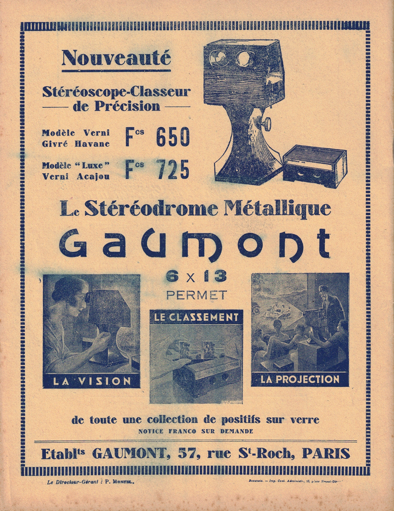 Stéréoscope-Classeur de précision, Stéréodrome métallique - La revue française de photographie n°236 - 15 octobre 1929