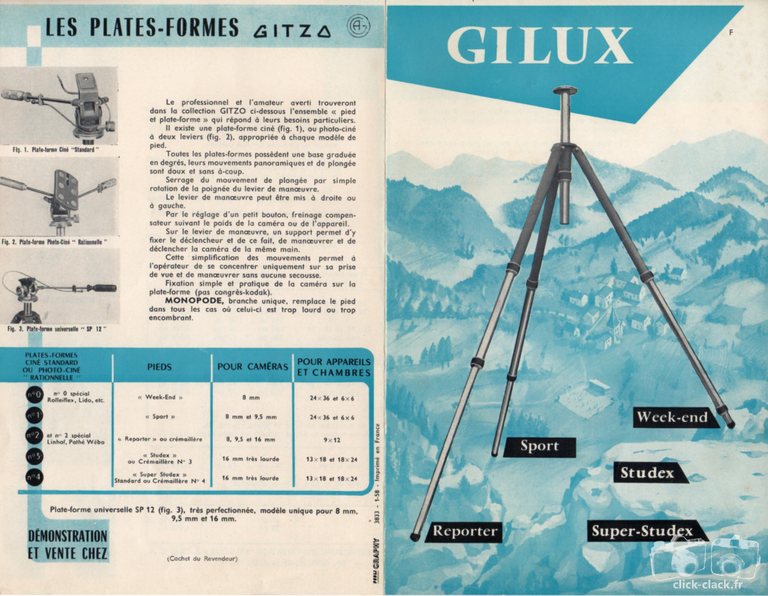 Gitzo - Dépliant Gilux - 1958 - recto