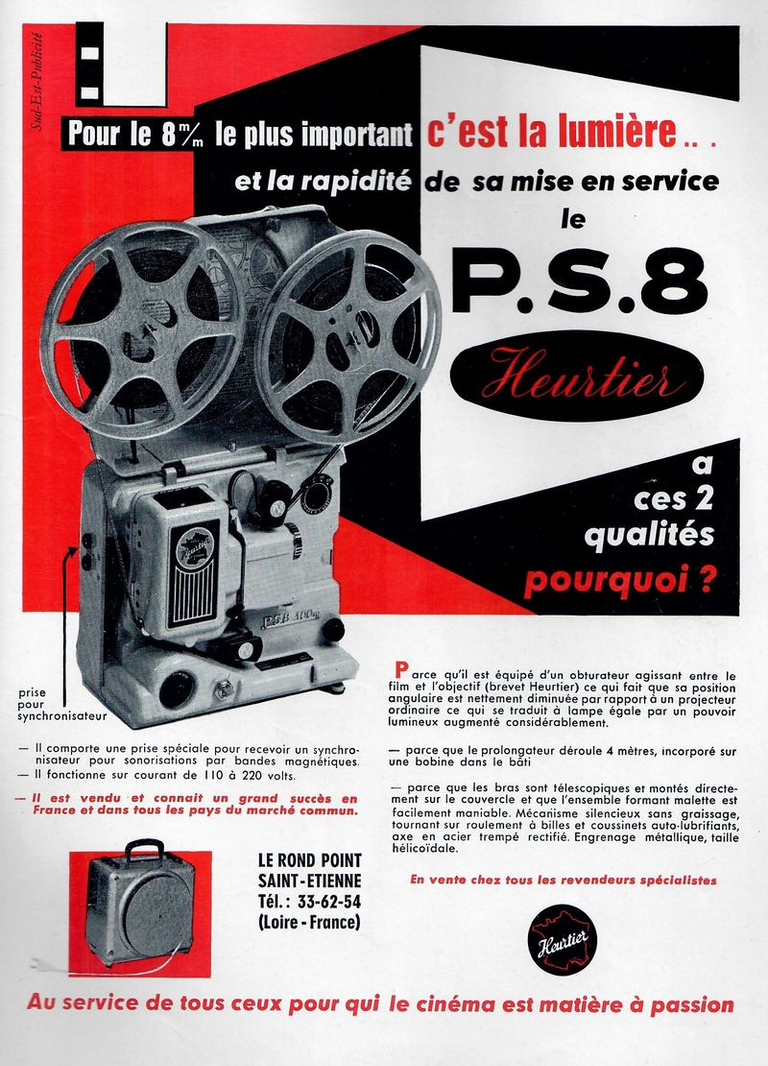 Heurtier projecteur PS 8 - novembre 1962 - Photo Cinéma