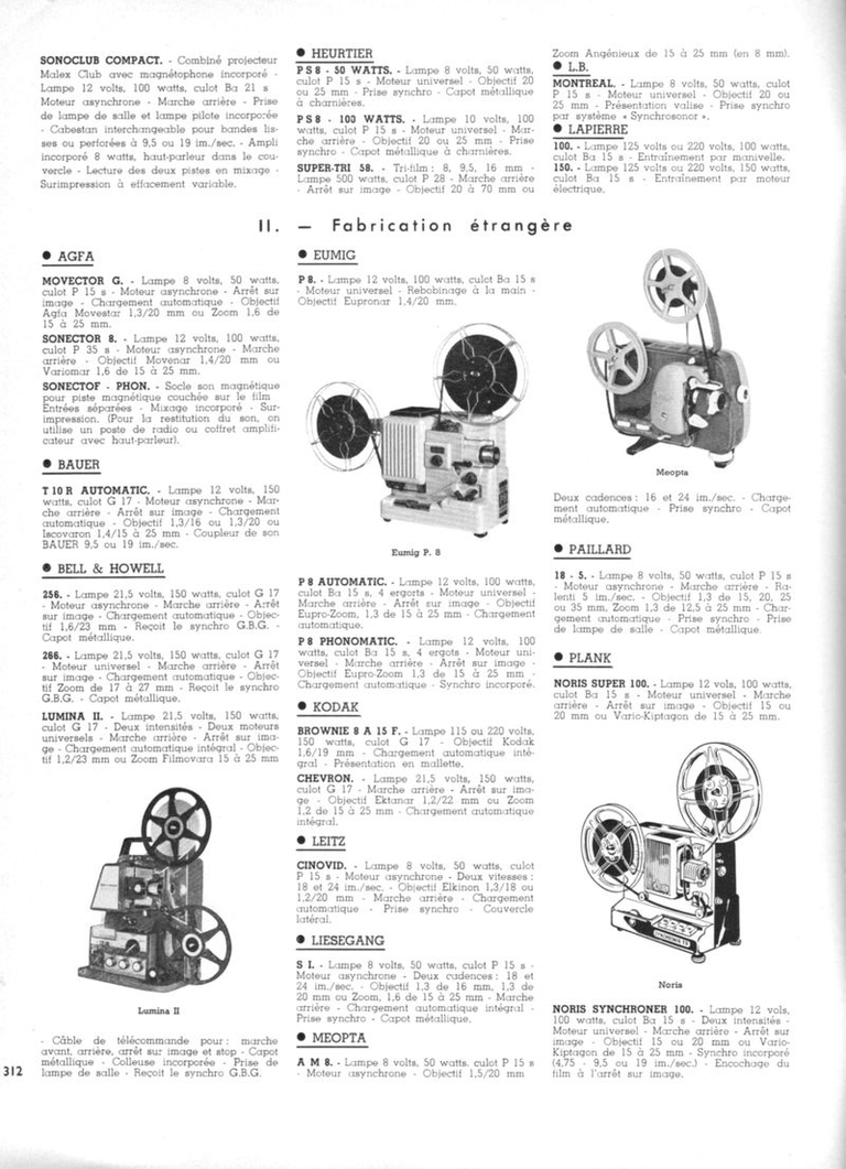 Heurtier projecteurs PS 8, Super-tri 58 - novembre 1963 - Photo-Ciné Revue
