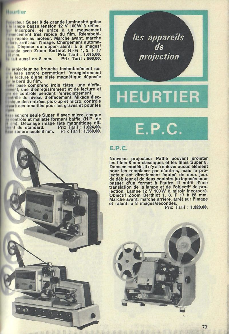 Heurtier projecteur P 6-24 - 1967 - Cinéphotoguide