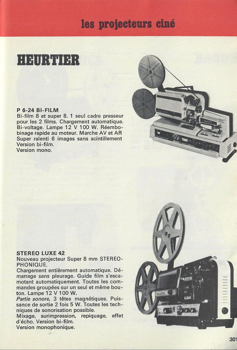 Heurtier projecteurs P 6-24 Bi-Film, ST 42 - 1972 - Cinéphotoguide