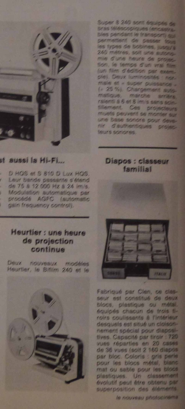 Heurtier projecteurs Bi-Film 240, Super 8 240 - février 1975 - Le Nouveau PhotoCinéma n°32