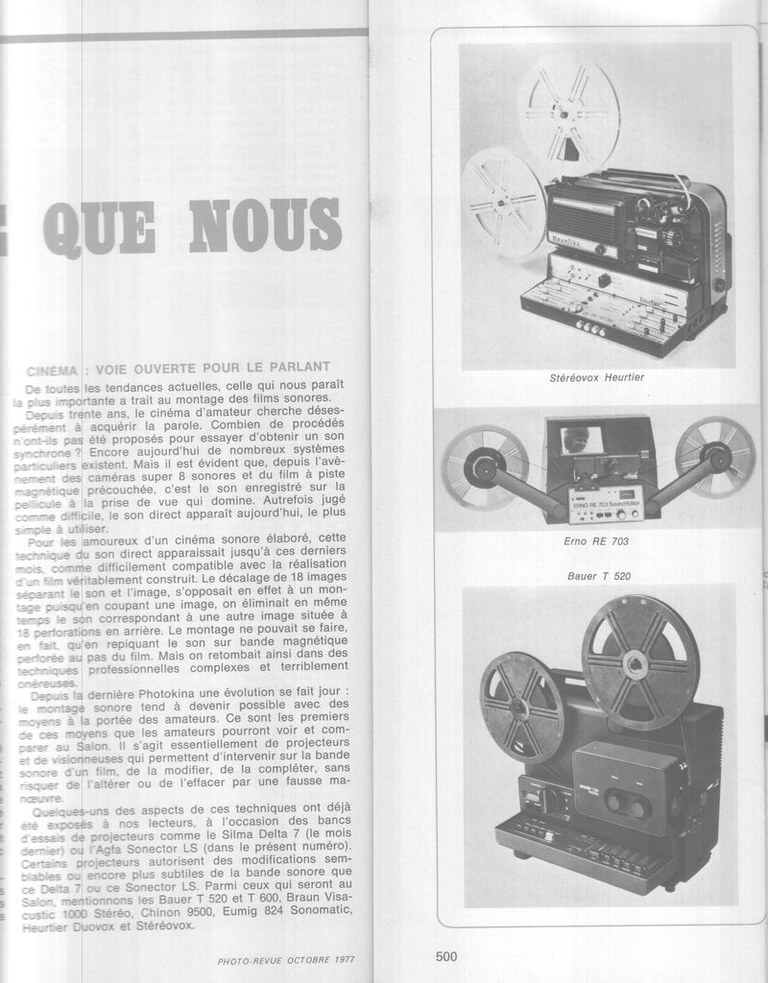 Heurtier projecteur Stéréovox - octobre 1977 - Photo-Cinéma