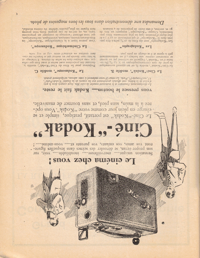 Ciné-Kodak modèle B, Kodagraphs, Kodascope modèle C, Cinémathèque Kodascope - La revue française de photographie n°201 - 15 septembre 1928