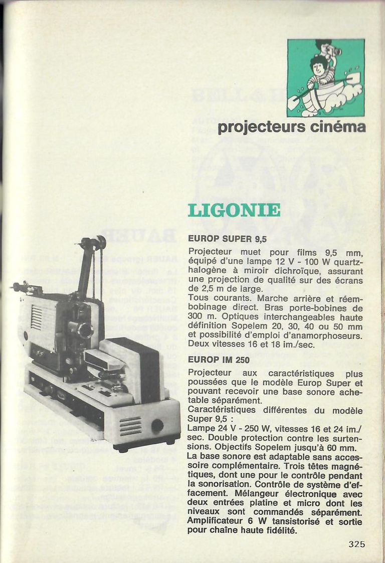 Projecteurs Europ Super 9,5 - Europ IM 250 - 1975 - Cinéphotoguide