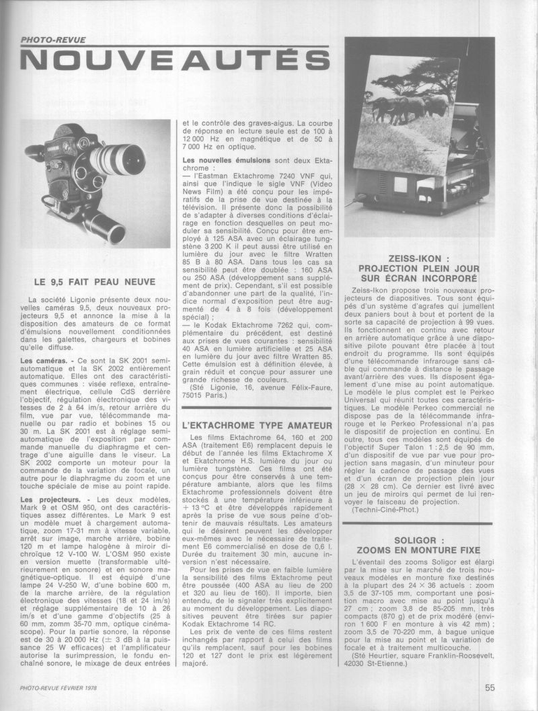 Caméras SK 2001, SK 2002 - février 1978 - Photo-Cinéma