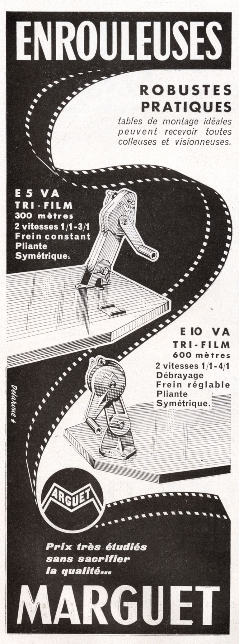 Marguet - enrouleuse E5 VA tri-film, E 10 VA tri-film - 1958