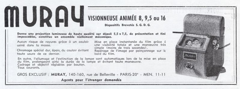 Muray - Visionneuse animée 8, 9,5 ou 16 mm - 1951