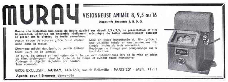 Muray - Visionneuse animée 8, 9,5 ou 16 mm - 1953