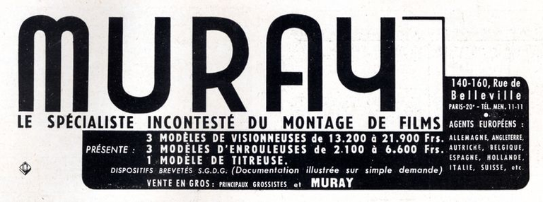 Muray - Visionneuses, Enrouleuses, Titreuse - 1955