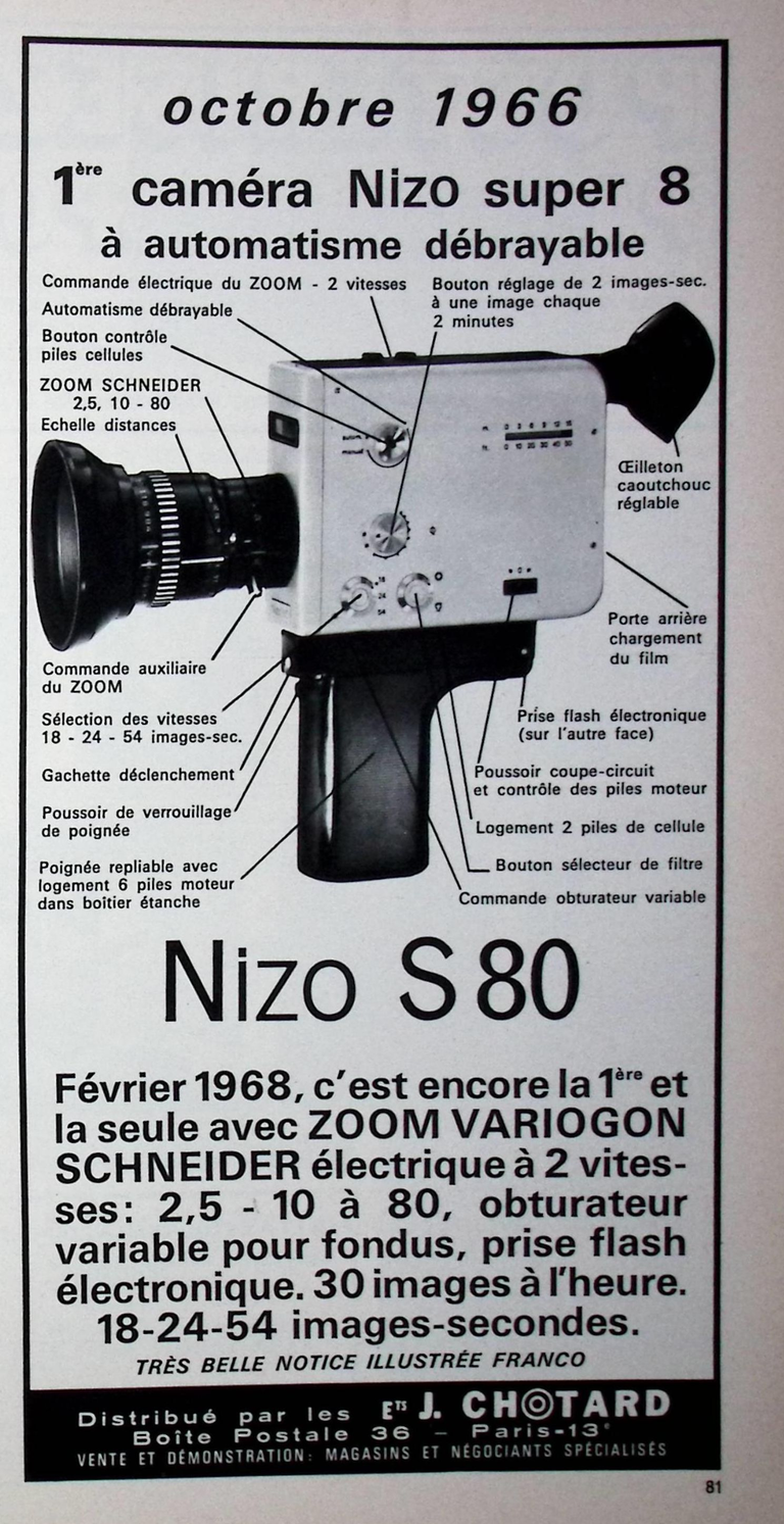 Nizo caméra S80 - avril 1968 - Photo