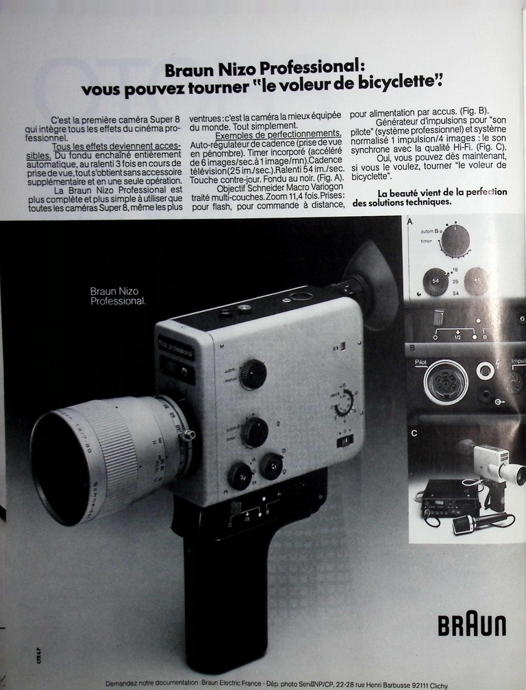 Nizo caméra Professional - juillet 1976 - Photo