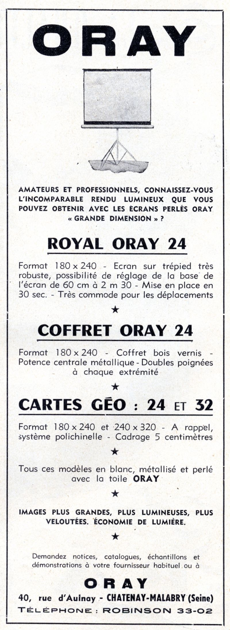 Oray - Ecrans Royal Oray, coffret Oray 24 - Cartes géo - 1952