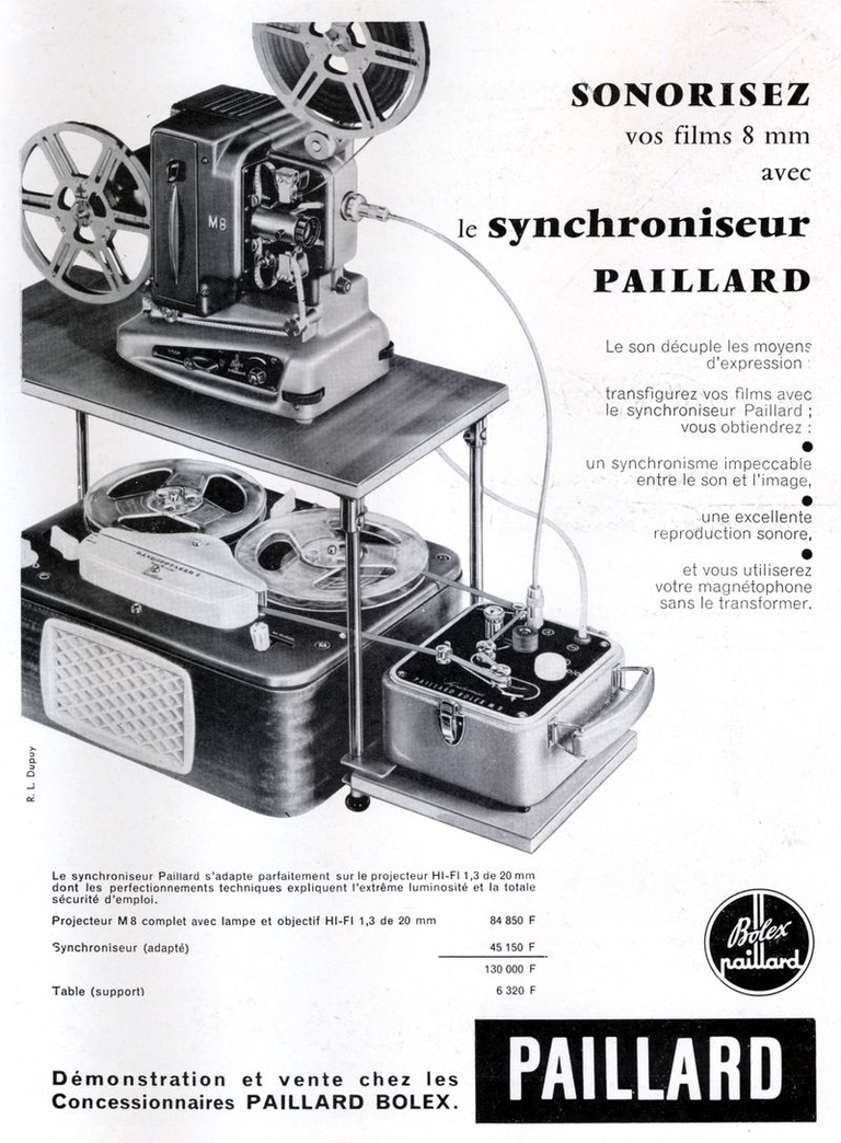Projecteur Paillard-Bolex 8 mm M8 et Synchroniseur - 1958