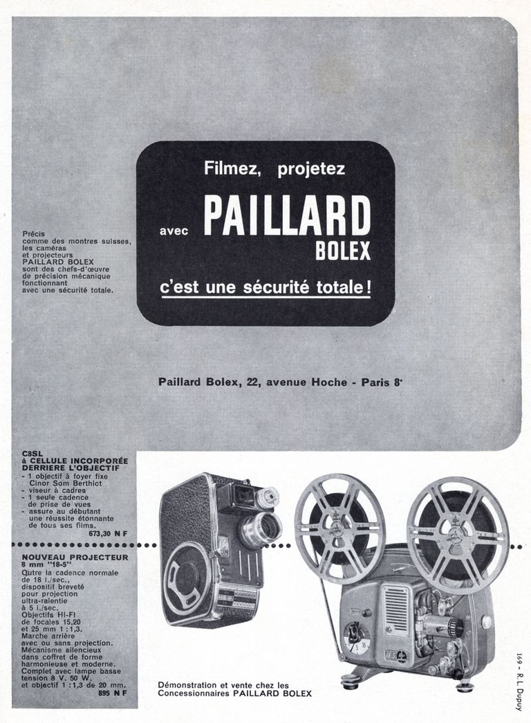 Caméra Paillard-Bolex 8 mm C8SL - Projecteur Paillard-Bolex 8 mm 18-5 - 1960