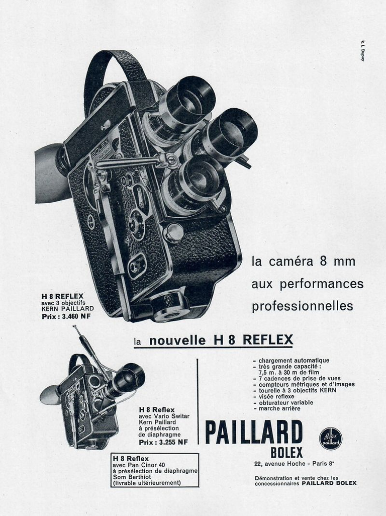 Caméra Paillard-Bolex 8 mm H8 Reflex - Pan-Cinor 40 SOM Berthiot - octobre 1961 - Photo-Cinéma