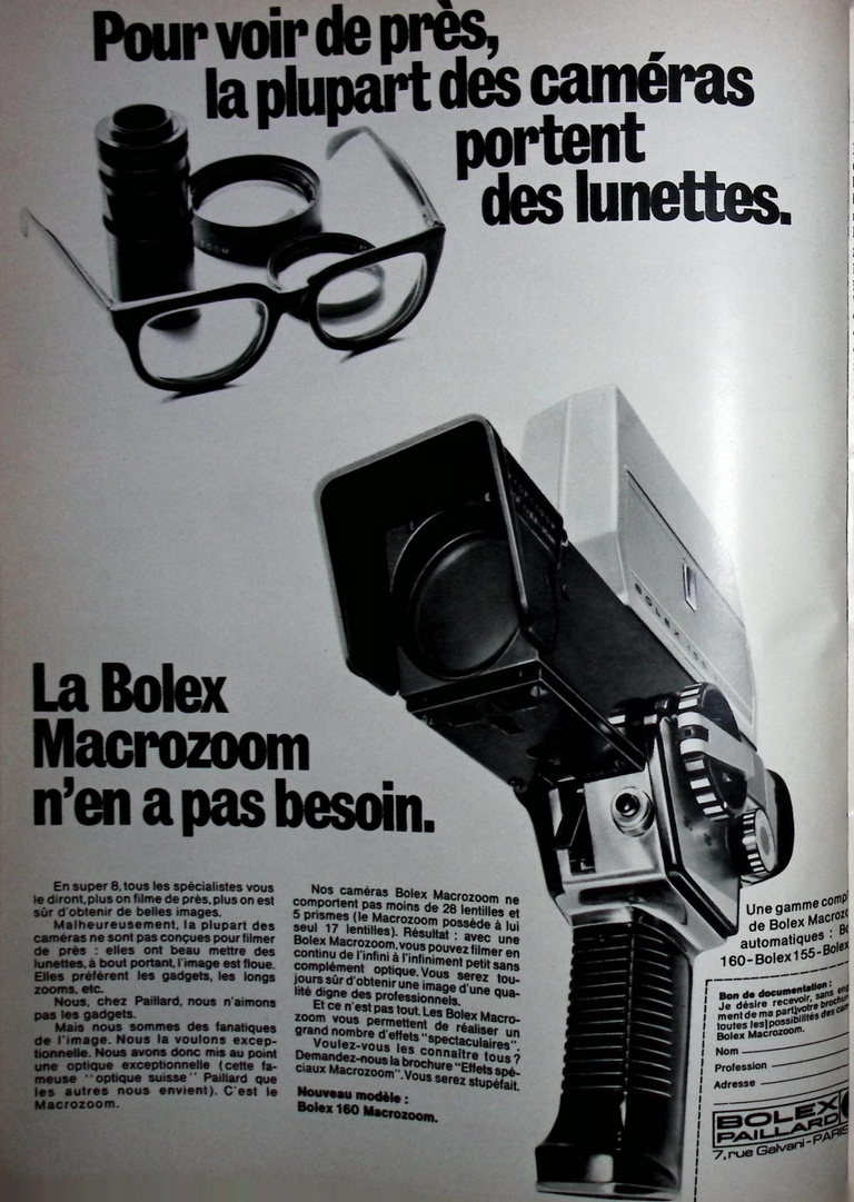 Paillard Bolex - caméra Bolex 160 Macrozoom - Photo - mai 1970