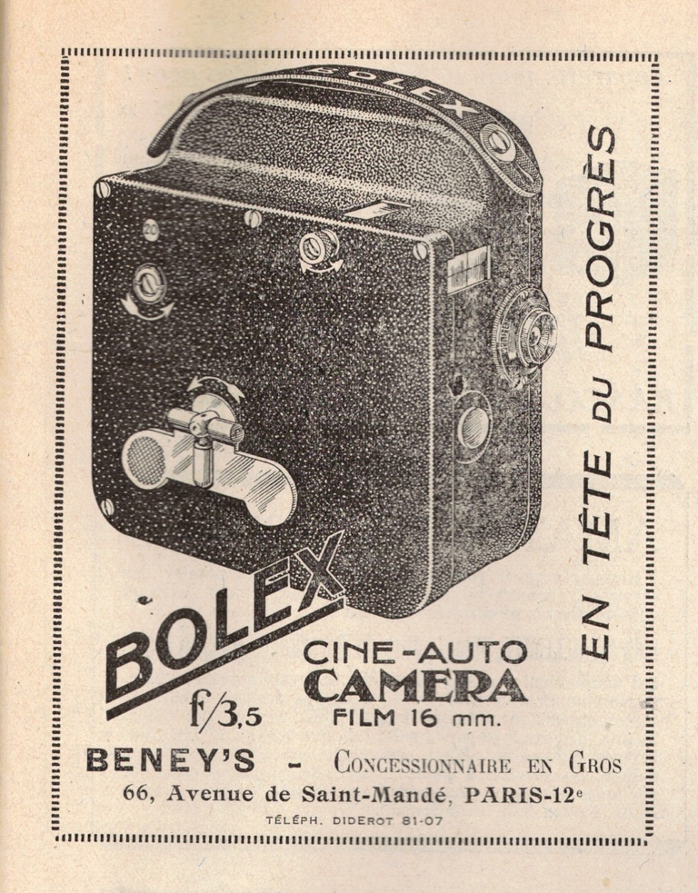 Bolex Ciné-auto caméra 16 mm - La revue française de photographie n°210 - 15 septembre 1928