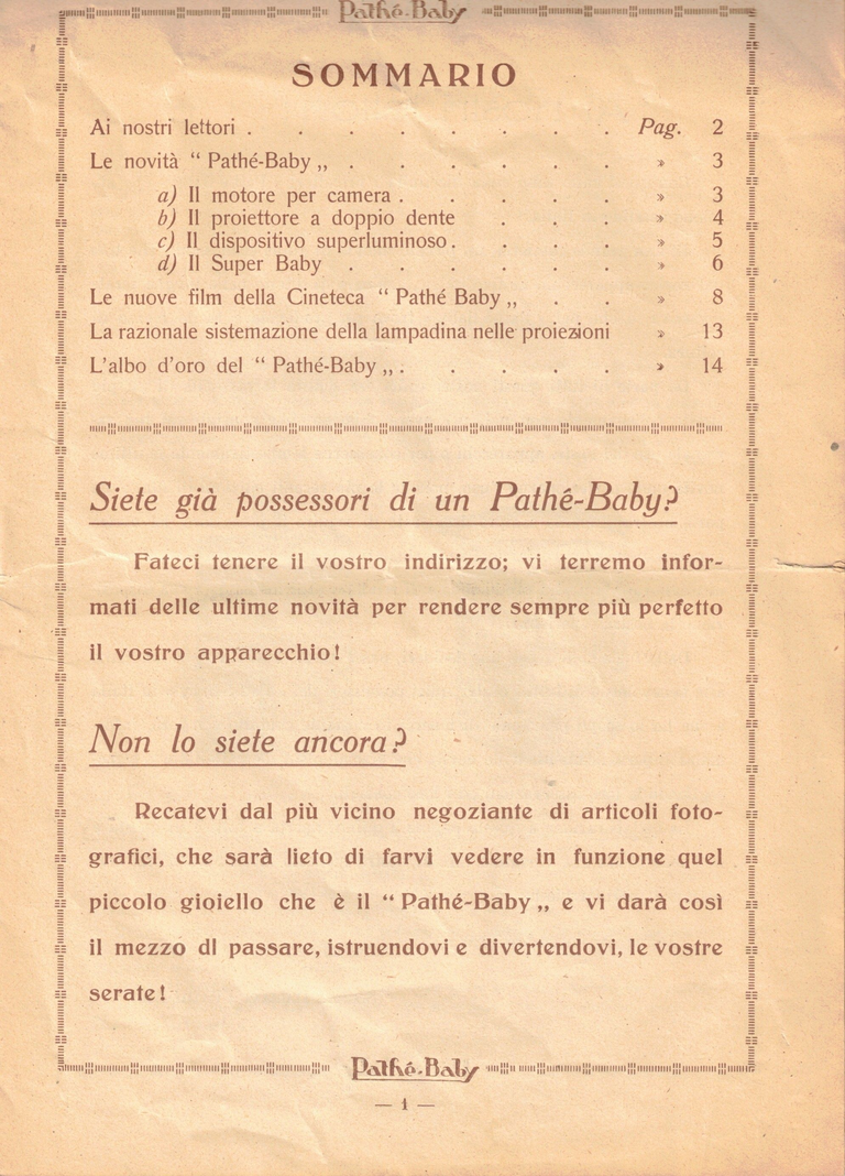 1926 - Bollettino della Societa Italiana Pathé-Baby - pages 2-3