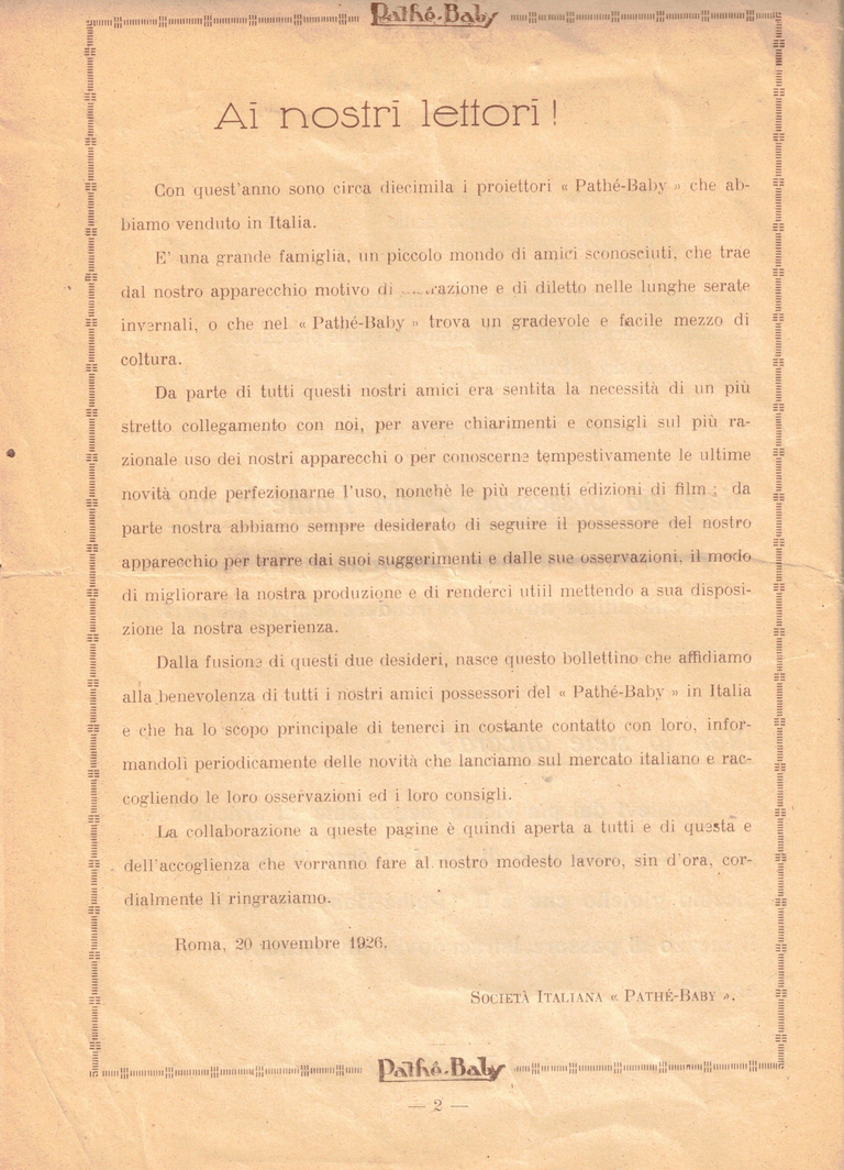 1926 - Bollettino della Societa Italiana Pathé-Baby - pages 4-5