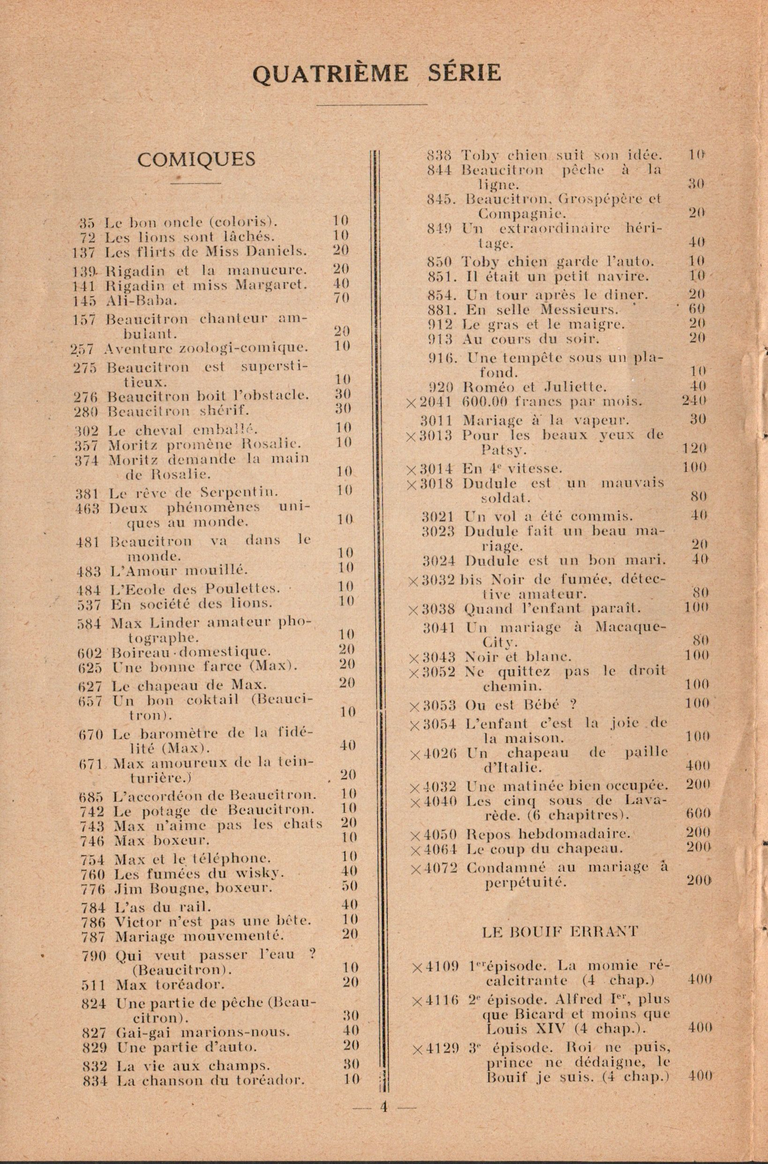 A. Machabert - Service Pathé-Baby - Liste des films en location - novembre 1931