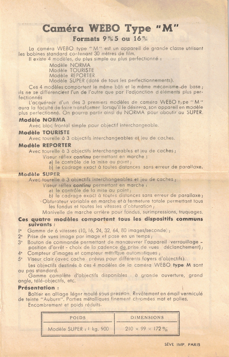 S.F.P.B. - Pathé Webo Type M - 1949 - verso