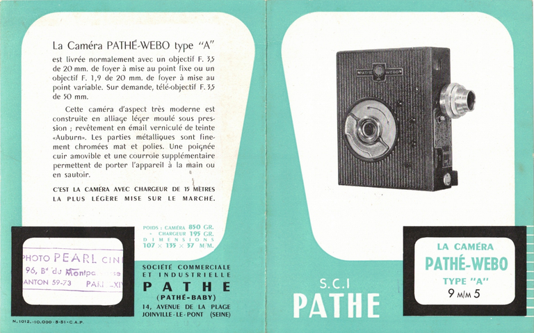 S.C.I. Pathé - Webo Type A - mai 1951 - recto
