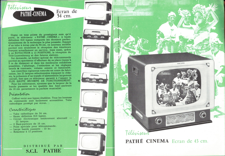 1956 - Catalogue général - Téléviseur Pathé Cinéma écran de 43 cm