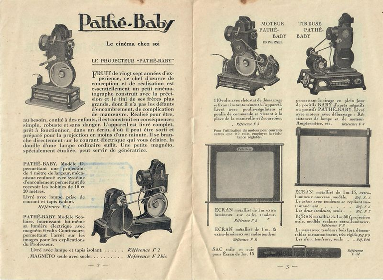 Catalogue Pathé-Baby - 1926-1927 - pages 2 et 3