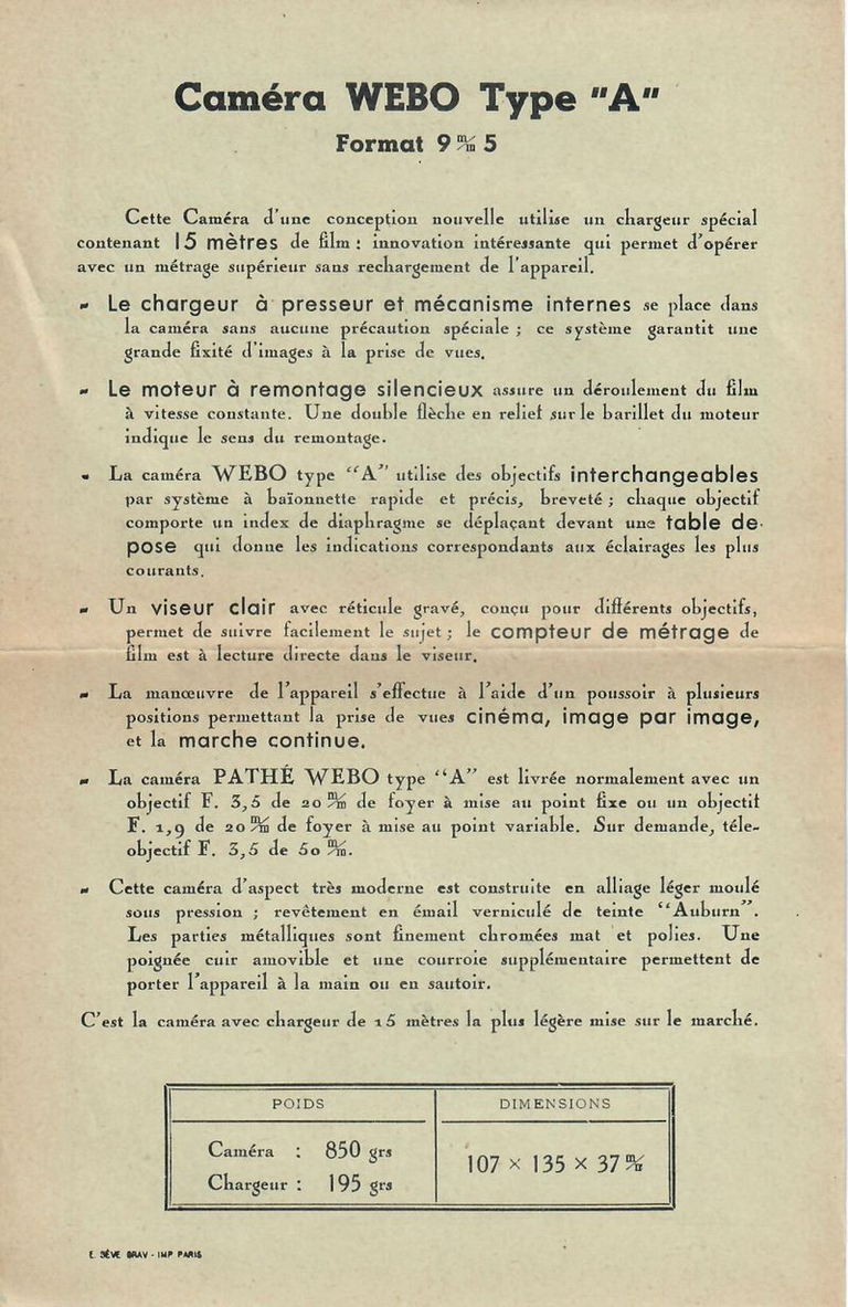 Feuillet Pathé - Webo A - 1948 - verso