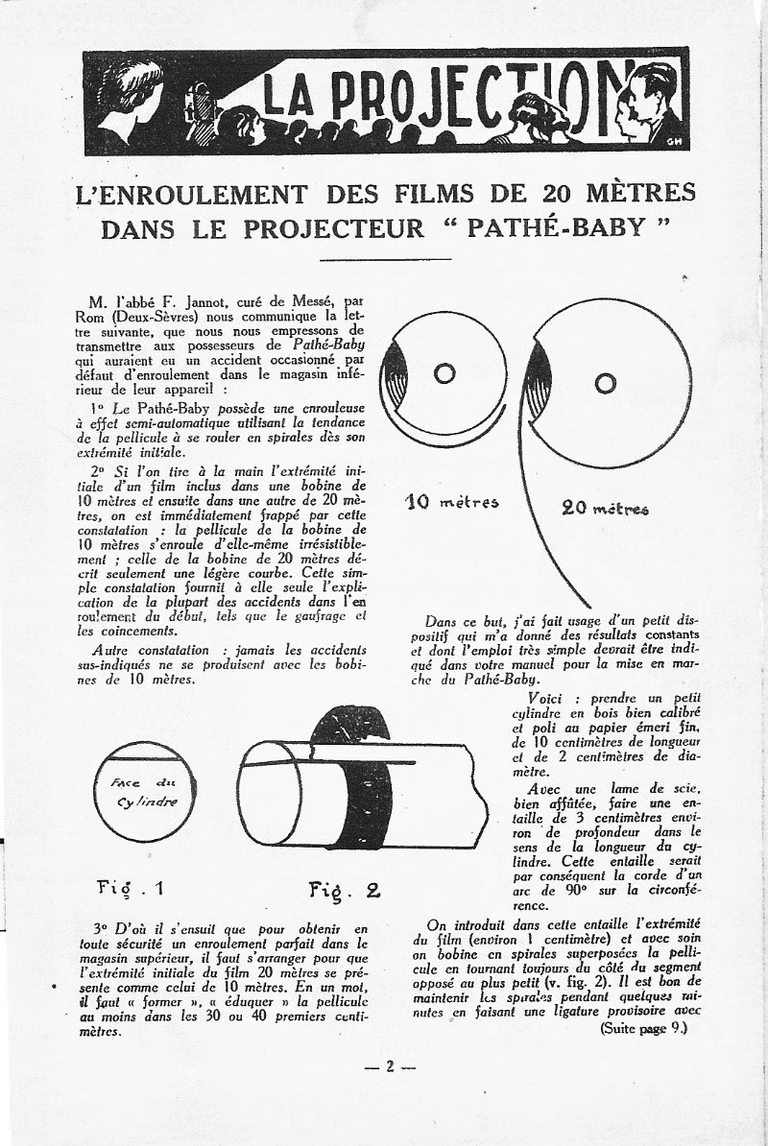 L'enroulement des films de 20 mètres dans le projecteur Pathé-Baby - mars 1927 - Le Cinéma Chez Soi - page 1