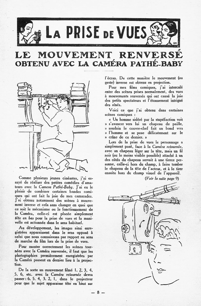 Le mouvement renversé obtenu avec la caméra Pathé-Baby - juin-juillet 1927 - Le Cinéma Chez Soi - page 1