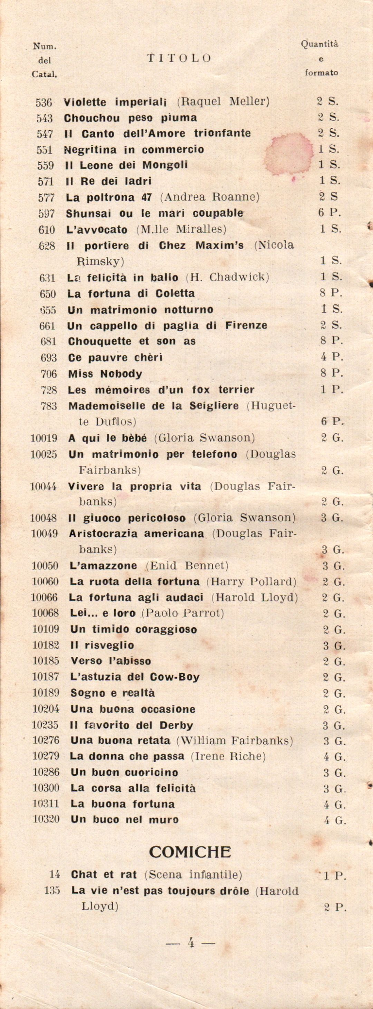 Catalogue Pathé-Baby italien - 1930