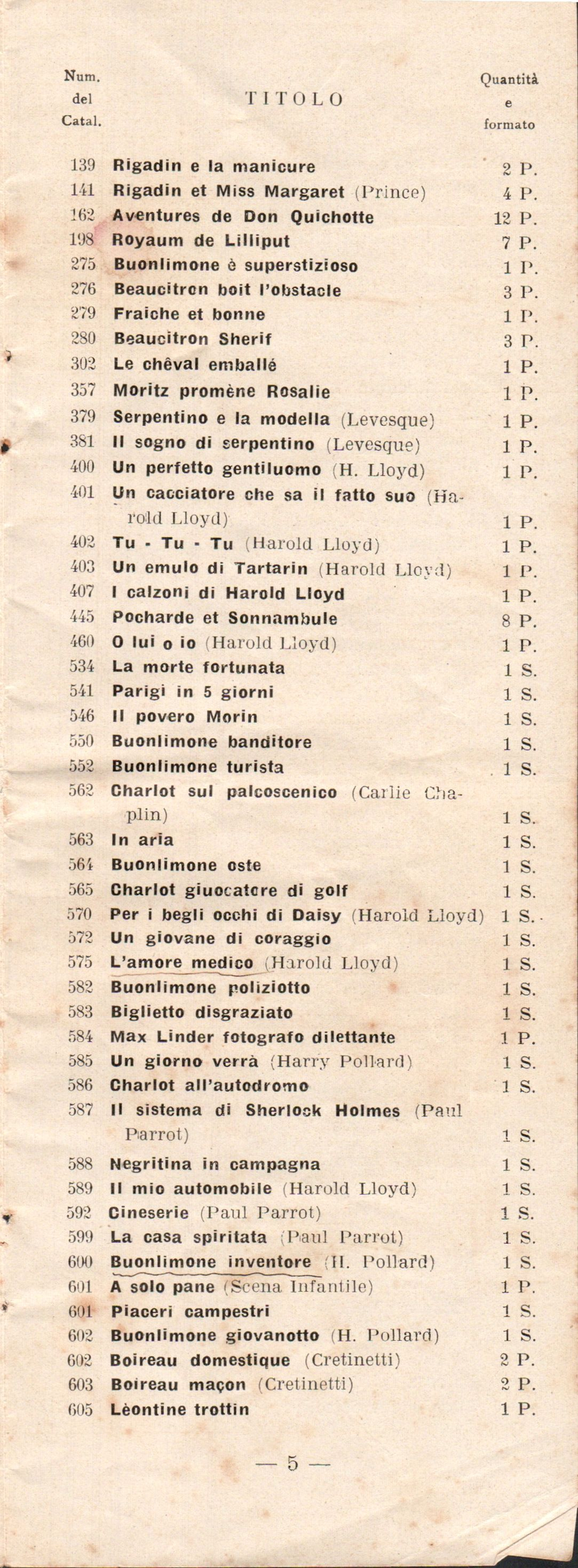 Catalogue Pathé-Baby italien - 1930