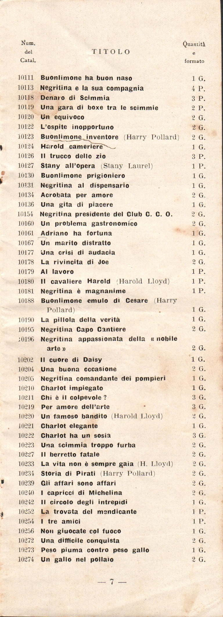 Catalogue Pathé-Baby italien - 1930