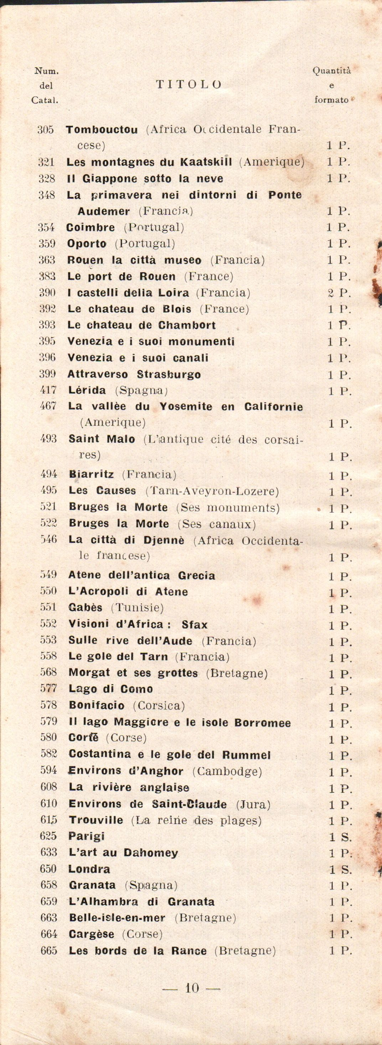 Catalogue Pathé-Baby italien - 1930