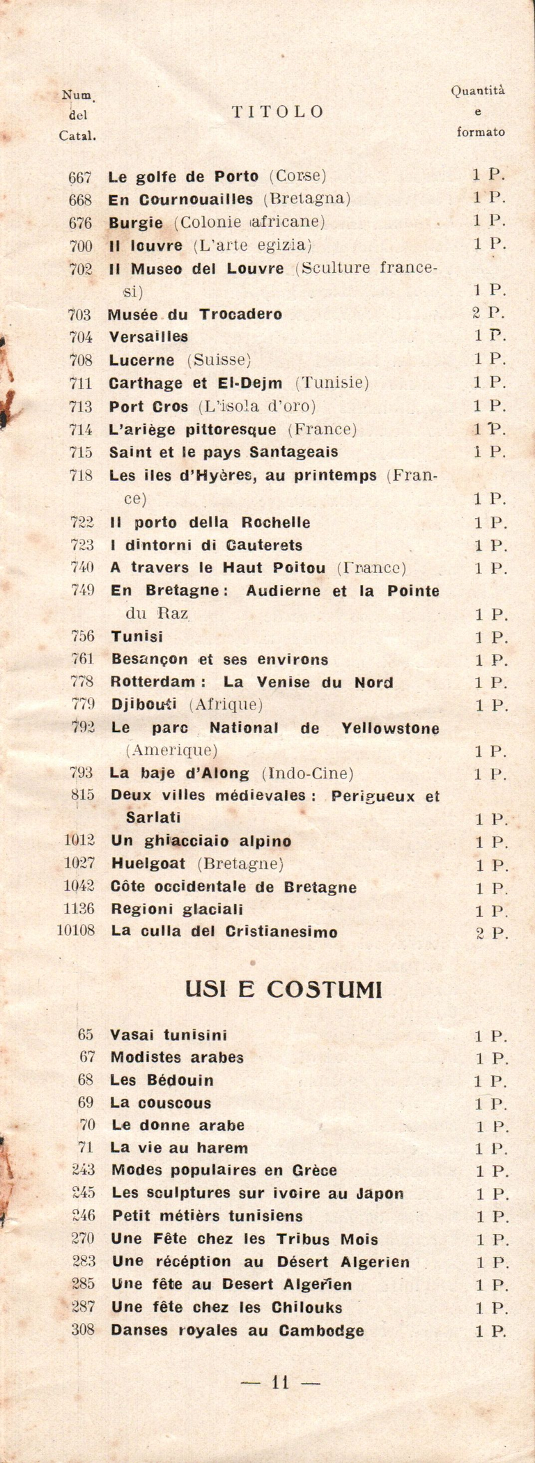 Catalogue Pathé-Baby italien - 1930
