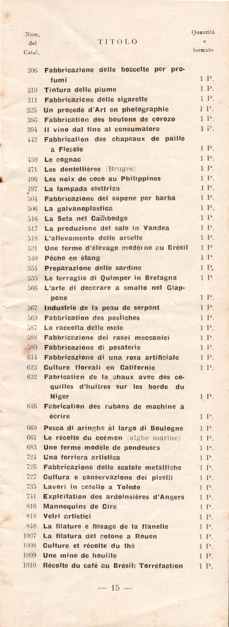 Catalogue Pathé-Baby italien - 1930