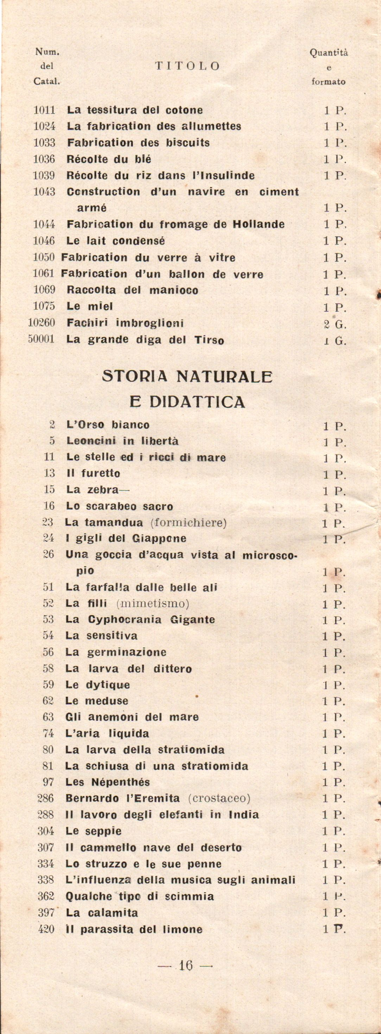 Catalogue Pathé-Baby italien - 1930