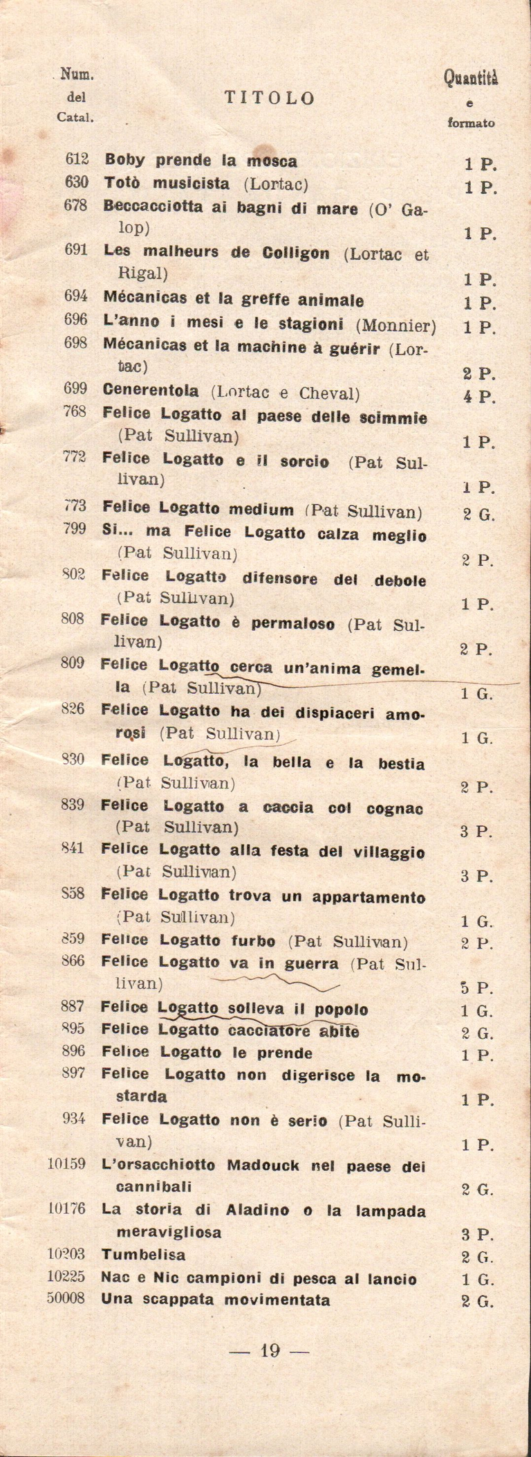 Catalogue Pathé-Baby italien - 1930