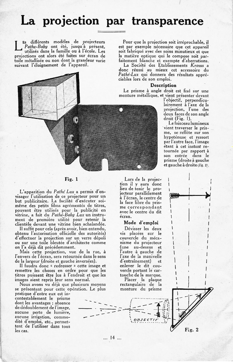 La projection par transparence  - mars 1932 - Le Cinéma Chez Soi - page 1