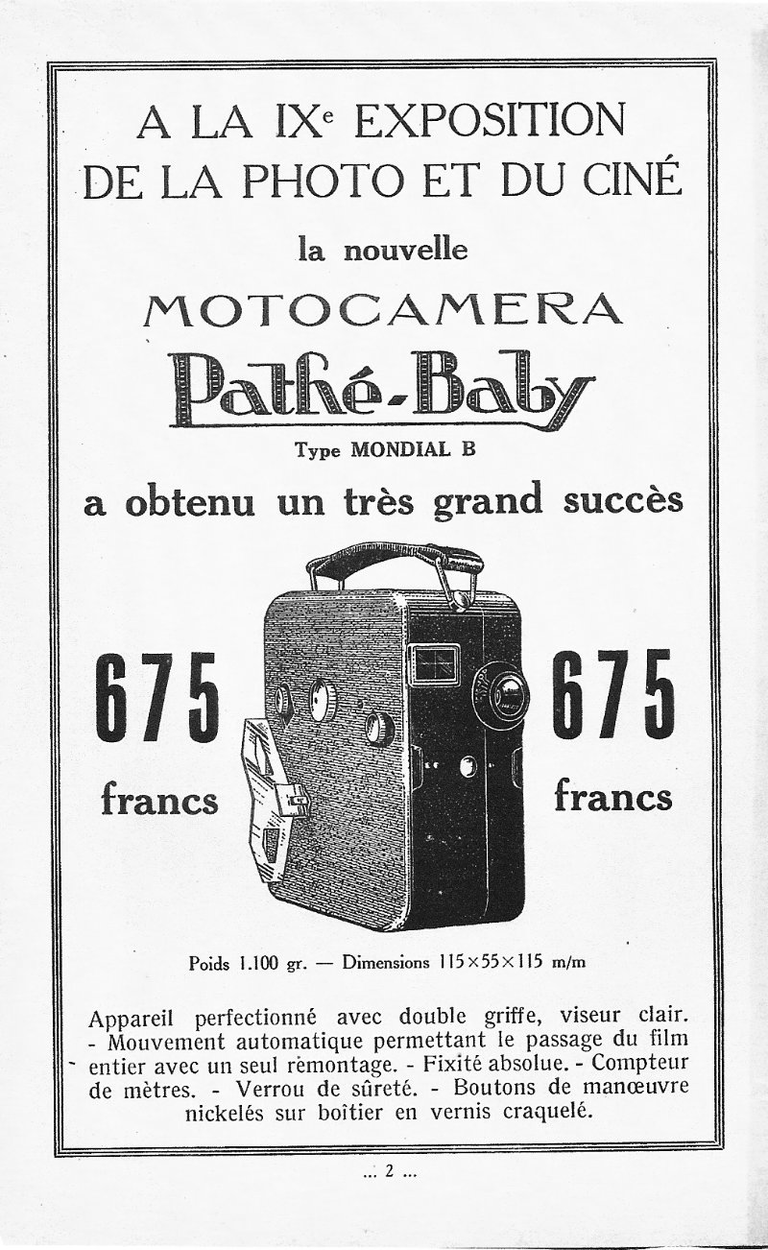 La nouvelle Motocaméra Pathé-Baby - avril-mai 1932 - Le Cinéma Chez Soi