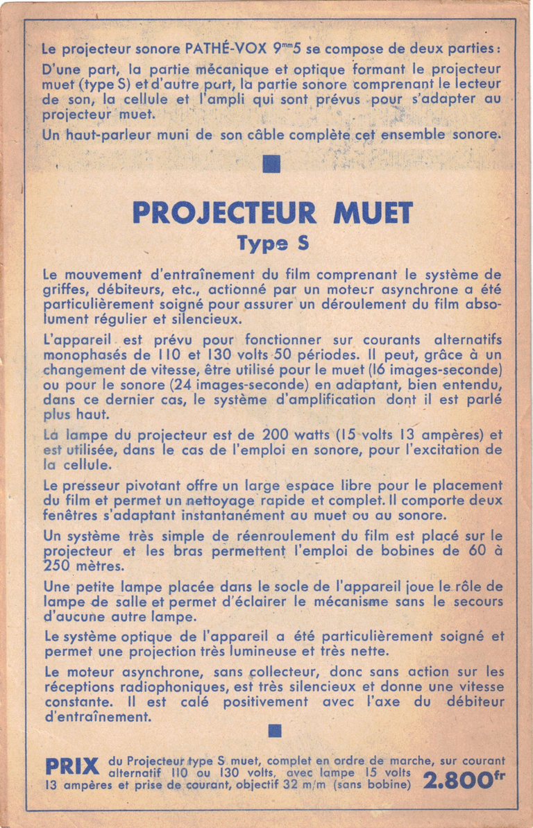 Projecteur Pathé S - 1937