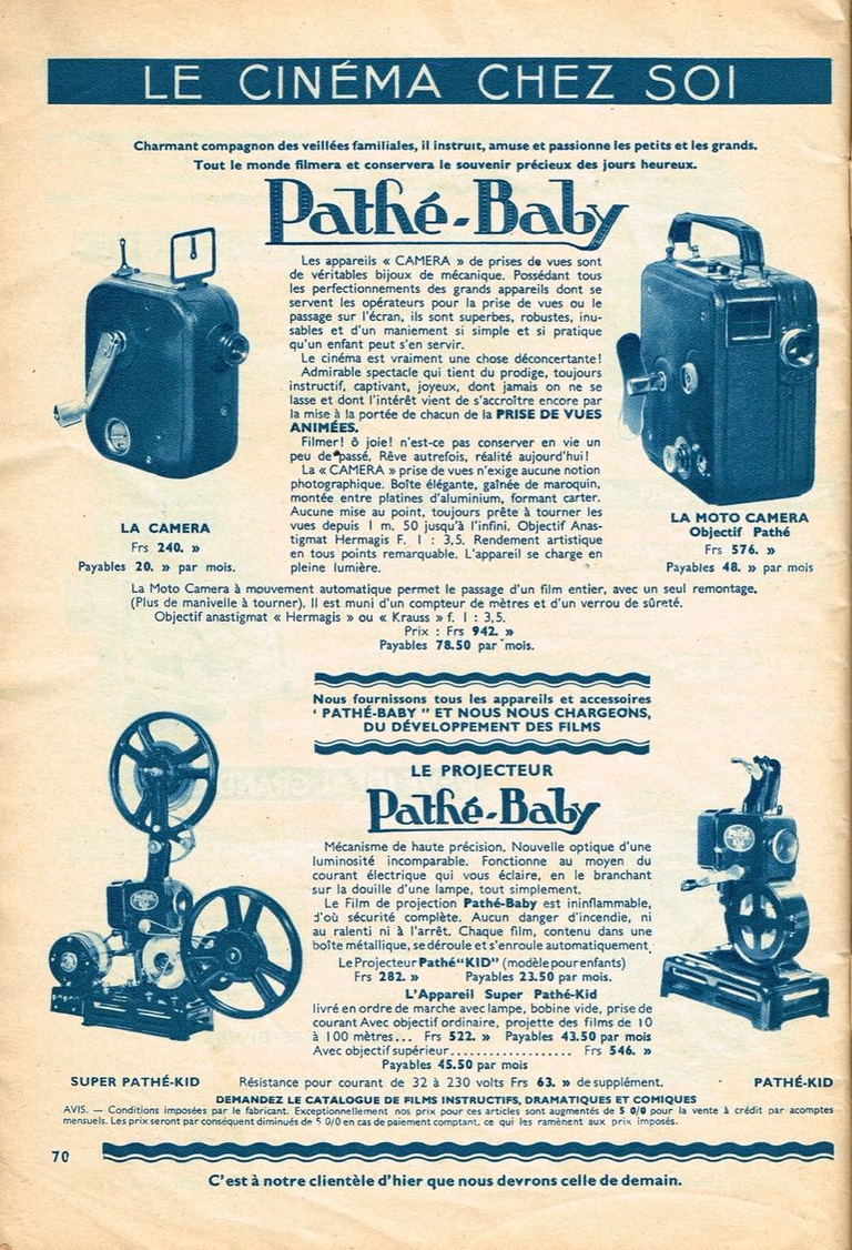Caméra Pathé-Baby, Motocaméra Pathé-Baby - Projecteurs Super Pathé-Kid, Pathé-Kid - 1937